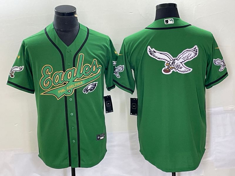 Men Philadelphia Eagles Blank Green Co Branding Game NFL Jersey style 11